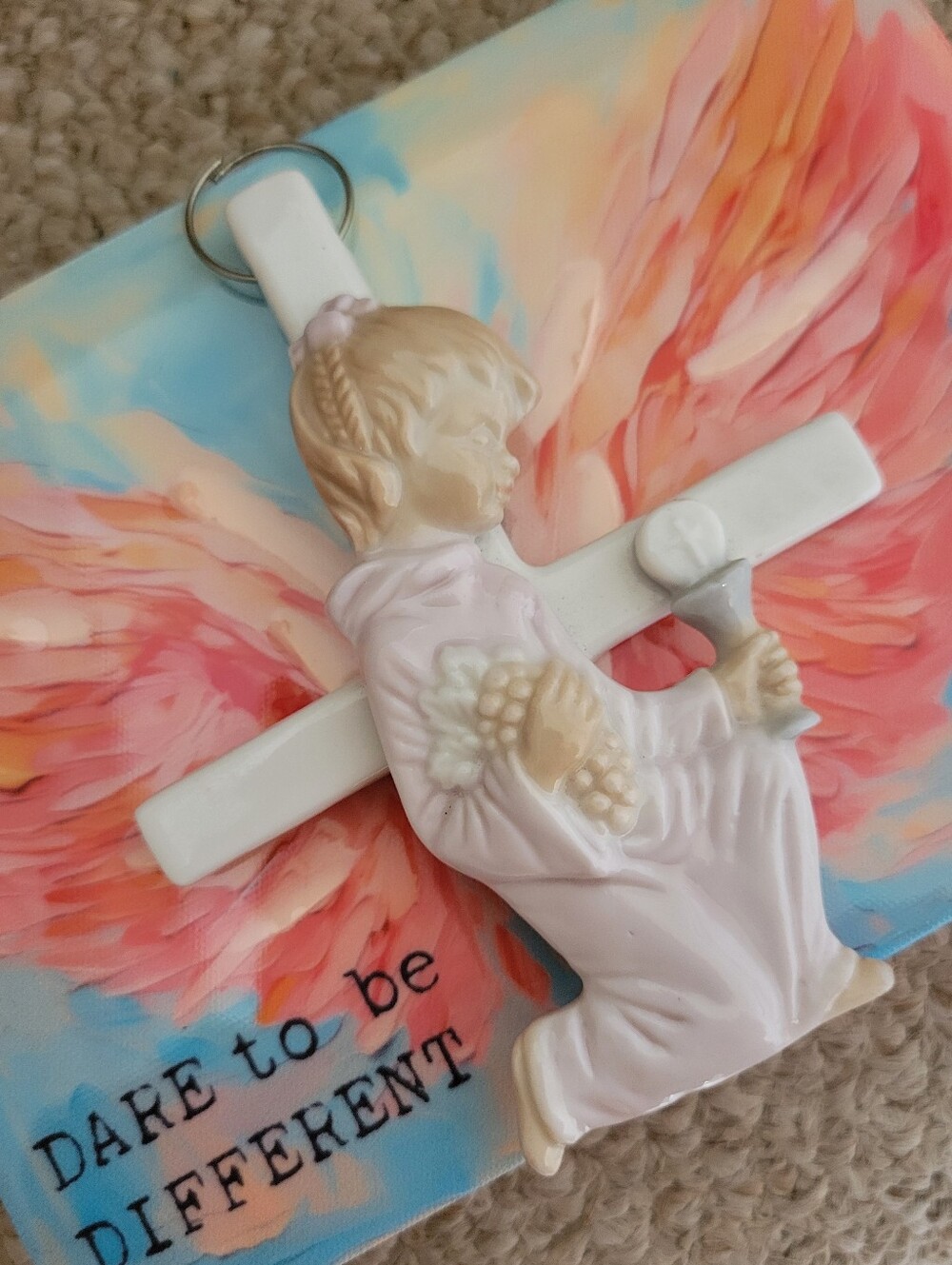 Vintage Angel Cross Wall Accent Décor Baptism First Communion AS-IS Final Price